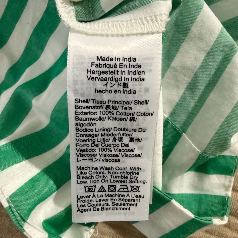 J.Crew Green and White Striped Sleeveless Dress - Picture 5 of 6